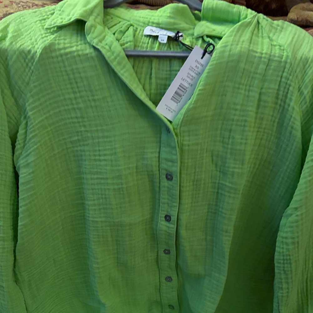 Michael Stars Bright Green Button-Down Shirt